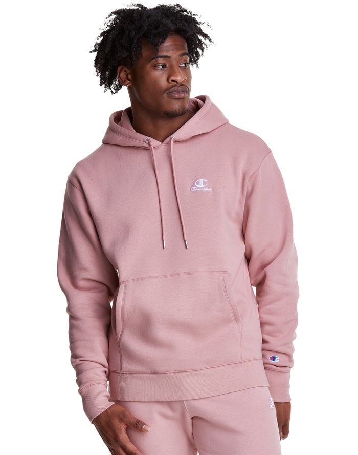 Champion Herre Hættetrøje Beige - Classic Fleece Embroidered Applique Logo - Danmark YSP-328451